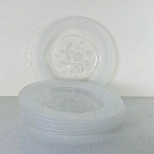 Set Of  6 Vintage Avon hummingbird 24 %‎ LEAD CRYSTAL LUNCHEON PLATE 8"